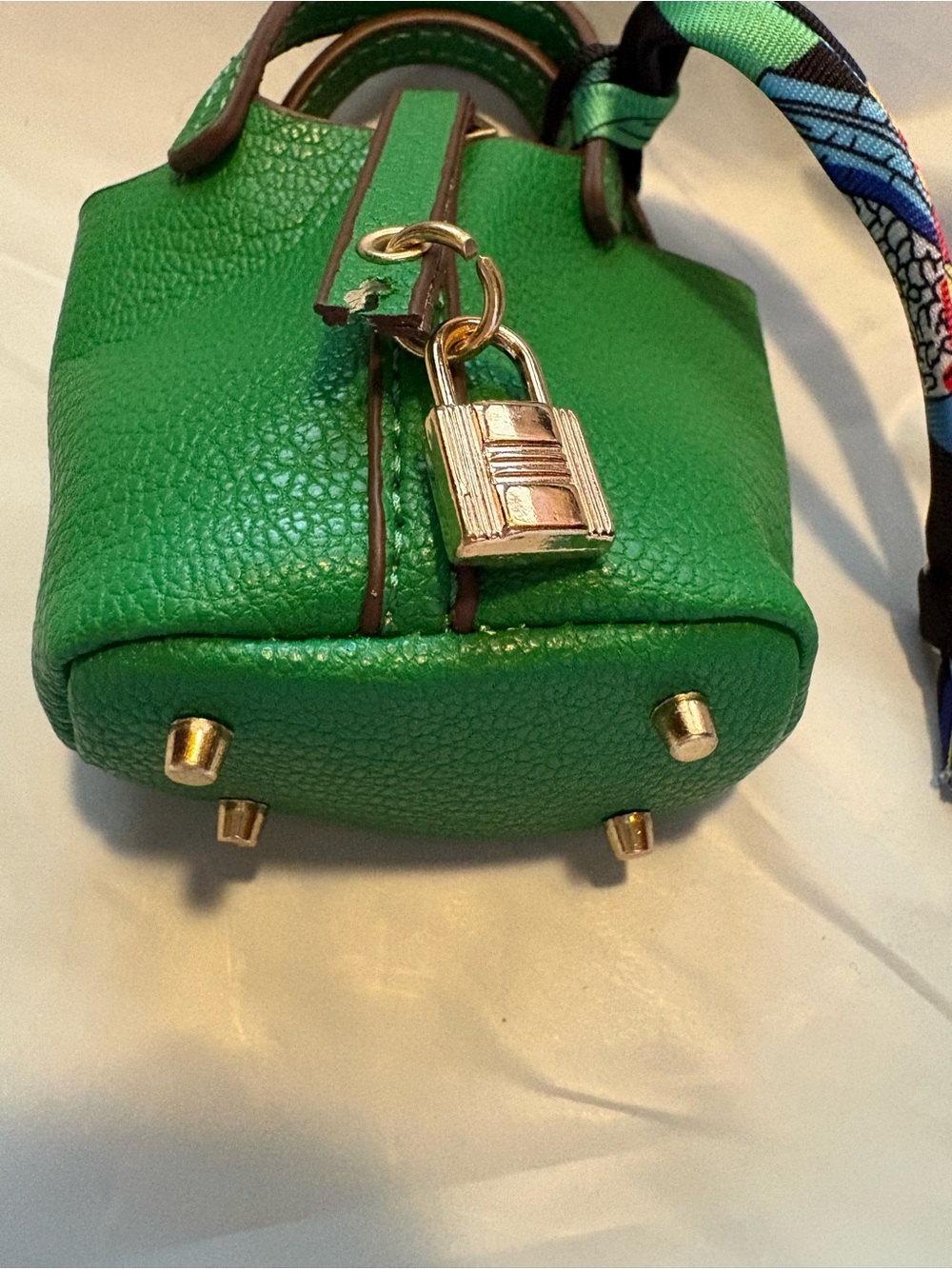 Bag Charm - Green vegan Leather Mini Satchel with Gold Hardware 3/$18